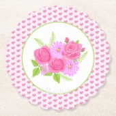 Rozen en Dahlias Pink Kartonnen Onderzetters (Voorkant)