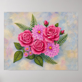 Rozen en Dahlias Poster