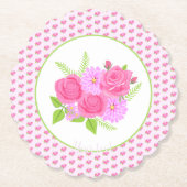 Rozen en Dahlia's Roze Kartonnen Onderzetters (Voorkant)