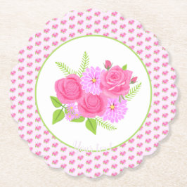 Rozen en Dahlia's Roze Kartonnen Onderzetters
