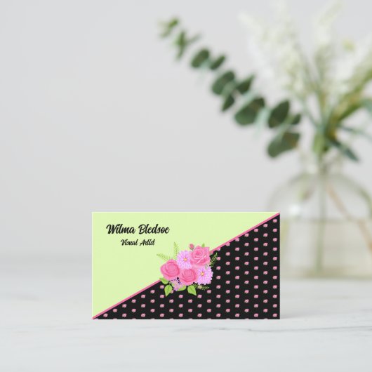 Rozen en Dahlias Visual Artist Visitekaartje Contactkaartje (Staand voorkant)