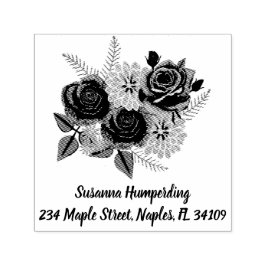 Rozen en Dahlia's Zelfinktstempel met adres Zelfinktende Stempel