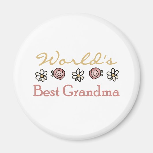 Rozen en Daisies World's Best Grandma Magneet (Voorkant)