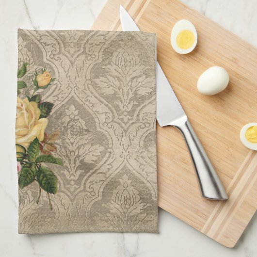  Rozen en Damask Theedoek (Quarter Fold)