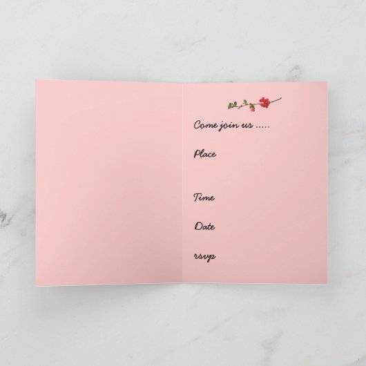 Rozen en de Kaart van de Uitnodiging van de Cake (Binnen)