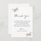 Rozen en dennenmoderne kalligrafie eenvoudige brui bedankkaart (Voorkant / Achterkant)