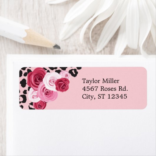 Rozen en dierlijk afdrukken - zestien verjaardag etiket (Insitu)