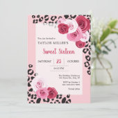 Rozen en dierlijk afdrukken - zestien verjaardag kaart (Staand voorkant)