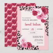 Rozen en dierlijk afdrukken - zestien verjaardag kaart (Voorkant / Achterkant)