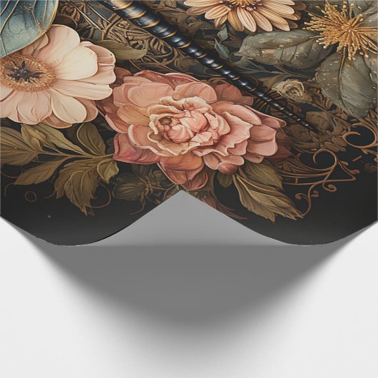 Rozen en Dragonfly Cadeaupapier (Hoek)