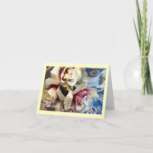 Rozen en eBay Teacup Hartelijk dank Bedankkaart (Voorkant)