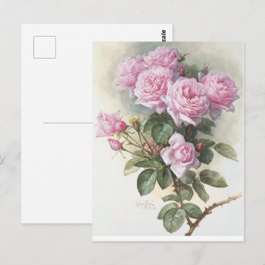 Rozen en een bloem door Paul de Longpre Briefkaart (Voorkant / Achterkant)