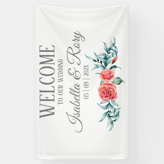  Rozen en Eucalyptus Bouquet Wedding Banner (Verticaal)