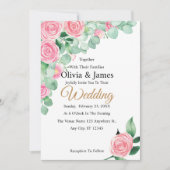 Rozen en Eucalyptus bruiloft Kaart (Voorkant)