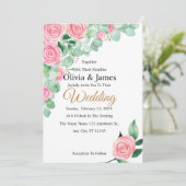 Rozen en Eucalyptus bruiloft Kaart (Staand voorkant)