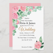 Rozen en Eucalyptus bruiloft Kaart (Voorkant / Achterkant)