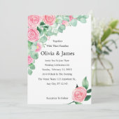 Rozen en Eucalyptus bruiloft Kaart (Staand voorkant)