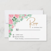Rozen en Eucalyptus bruiloft RSVP Kaart (Voorkant)