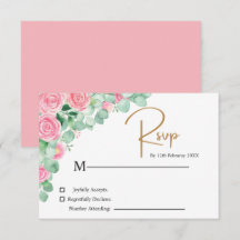 Rozen en Eucalyptus bruiloft RSVP Kaart