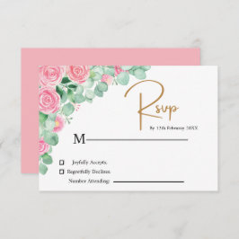 Rozen en Eucalyptus bruiloft RSVP Kaart