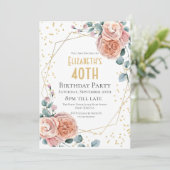 Rozen en Eucalyptus Floral 40e verjaardag Kaart (Staand voorkant)