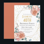 Rozen en Eucalyptus Floral 40e verjaardag Kaart<br><div class="desc">Rozen & Eucalyptus Floral Geometric Birthday Dit is een sjabloon die u kunt gebruiken om uw partijgegevens toe te voegen aan. Als u de kleur of de stijl van de doopvont zou willen veranderen past de klik verder aan het eind van de sjabloon aan.</div>