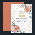 Rozen en Eucalyptus Floral 40e verjaardag Kaart<br><div class="desc">Rozen & Eucalyptus Floral Geometric Birthday Dit is een sjabloon die u kunt gebruiken om uw partijgegevens toe te voegen aan. Als u de kleur of de stijl van de doopvont zou willen veranderen past de klik verder aan het eind van de sjabloon aan.</div>