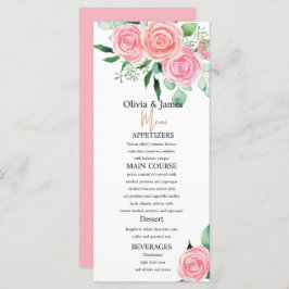 Rozen en Eucalyptus huwelijksmenu's Menu
