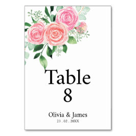 Rozen en Eucalyptus Trouwtafel Nummer Kaart
