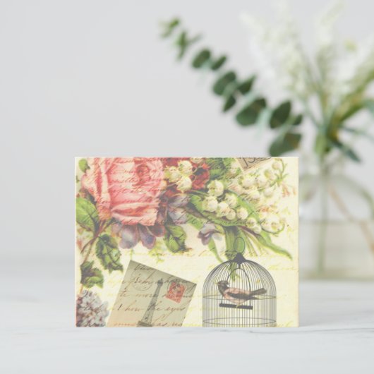  Rozen en gekookte vogel Briefkaart (Staand voorkant)