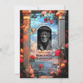 Rozen en Glas in lood begrafenis Aankondiging (Voorkant)