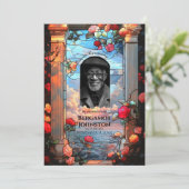 Rozen en Glas in lood begrafenis Aankondiging (Staand voorkant)