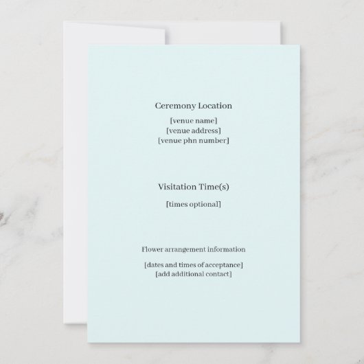 Rozen en Glas in lood begrafenis Aankondiging (Achterkant)