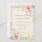 Rozen en gouden Confetti Kaart (Voorkant)