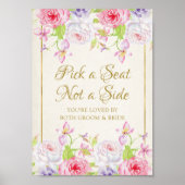 Rozen en gouden Confetti Schuif een zitplaats Poster (Voorkant)