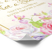 Rozen en gouden Confetti Schuif een zitplaats Poster (Hoek)