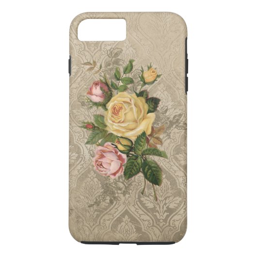 Rozen en gouden damast Case-Mate iPhone Case (Achterkant)