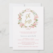  Rozen en Gouden Script | Baby Shower Kaart (Voorkant)