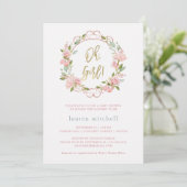  Rozen en Gouden Script | Baby Shower Kaart (Staand voorkant)