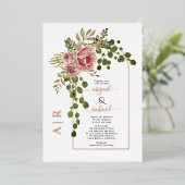 Rozen en goudgouden rozen voor de bruiloft folie uitnodiging (Staand Voorkant)