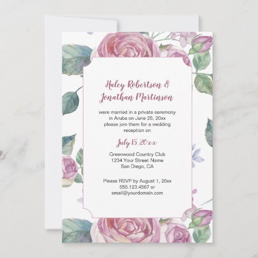  Rozen en Groen Receptie | Kaart (Voorkant)