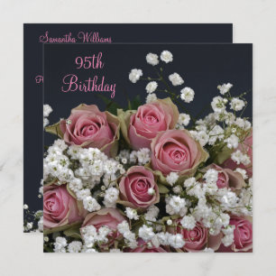 Rozen en Gypsophila Bouquet 95th Birthday Kaart