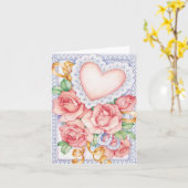 Rozen en hart kaart (Gele Bloem)