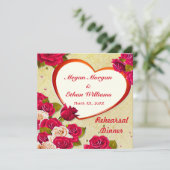 Rozen en Hart Lijst Repetitie Diner Flat Kaart (Staand voorkant)