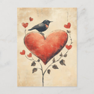 Rozen en harten Bird Love Briefkaart