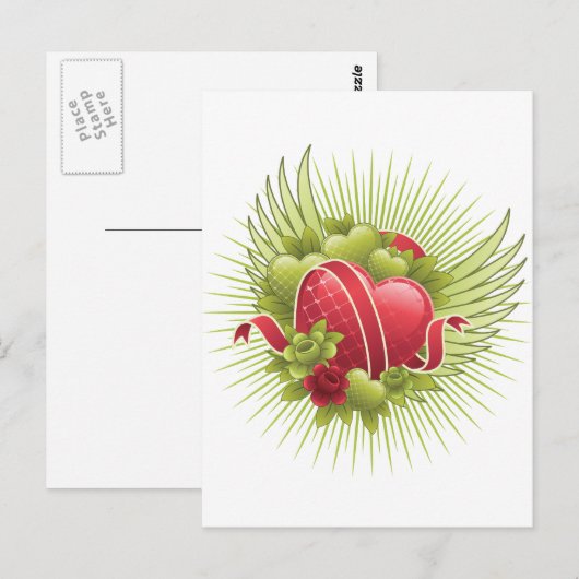 Rozen en harten briefkaart (Voorkant / Achterkant)