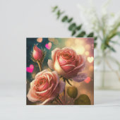 Rozen en harten feestdagenkaart (Staand voorkant)