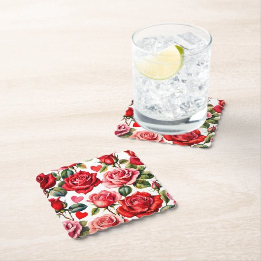 Rozen en harten kartonnen onderzetters (Insitu)