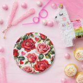 Rozen en harten papieren bordje (Feest)