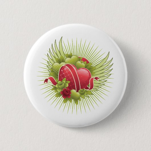 Rozen en harten ronde button 5,7 cm (Voorkant)